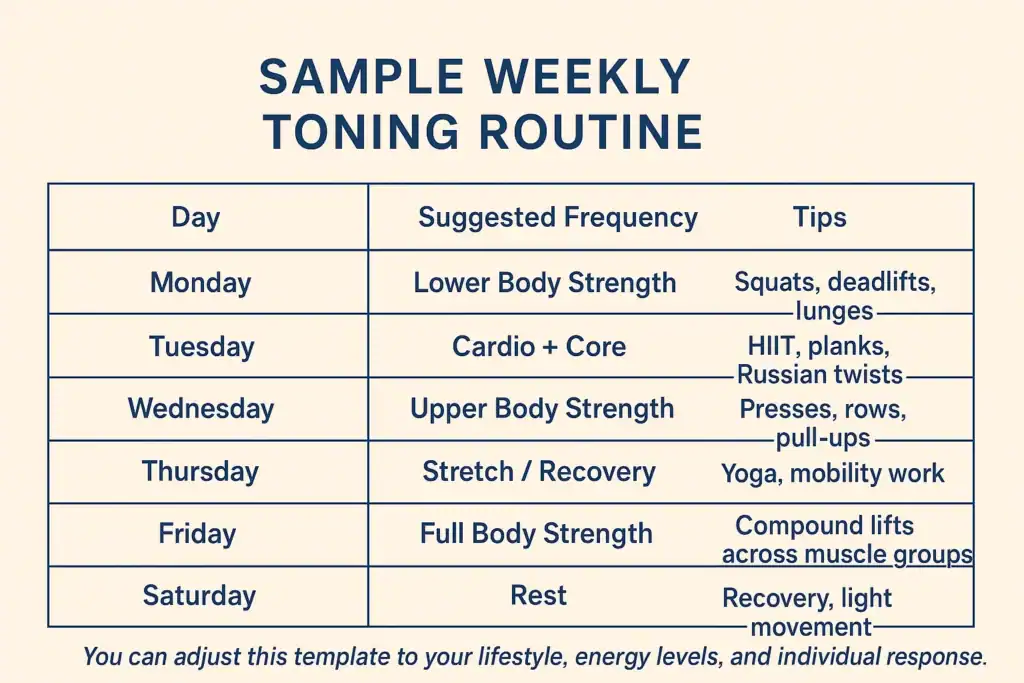 Achieving the Perfect Tone: How Often Should You Exercise for Results? 4 Weekly exercise Billericay plan graphic